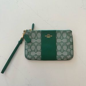Green Coach Wristlet